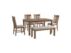 Everett 6 Piece Dining Set in Brown Acacia