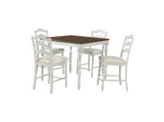 Vesta 5 Piece Counter Set with Upholstered Chair in Brown and White