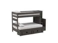 Cali Kids Complete Twin Over Full Bunk Bed with Staircase and Trundle in Grey