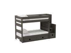 Cali Kids Complete Twin Over Twin Bunk With Staircase and Trundle in Grey