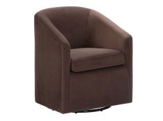 Arlo Upholstered Swivel Barrel Chair in Cocoa