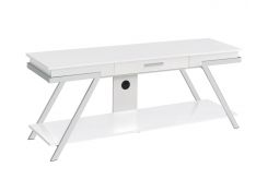 Zena 60 Inch TV Stand with Drawer in White and Chrome