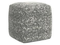 Nahara Woven Square Pouf in Boucle Black