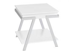 Zena End Table in White and Chrome