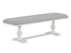 Warren 60 Inch Upholstered Bench in White and Gray