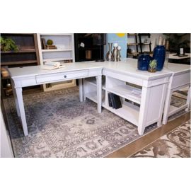 Kanwyn Whitewash Home Office Desk With Eight Drawers