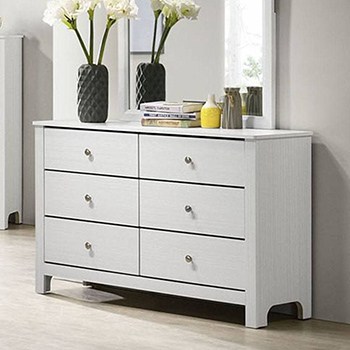 Elements International Catalina 6 Drawer Dresser In White Finish - Local Furniture Outlet