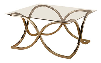 Curved X-Shaped Coffee Table In Nickel And Clear - Local Furniture Outlet