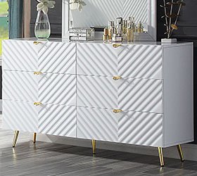 Acme Gaines 6 Drawer Dresser In High Gloss White - Local Furniture Outlet