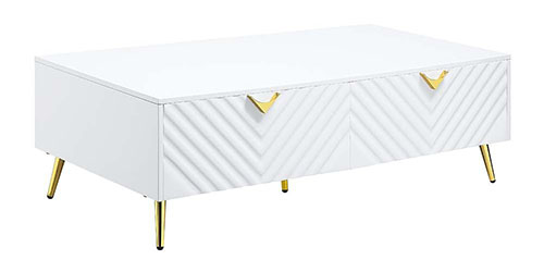 Gaines Rectangular Coffee Table In White Finish - Local Furniture Outlet