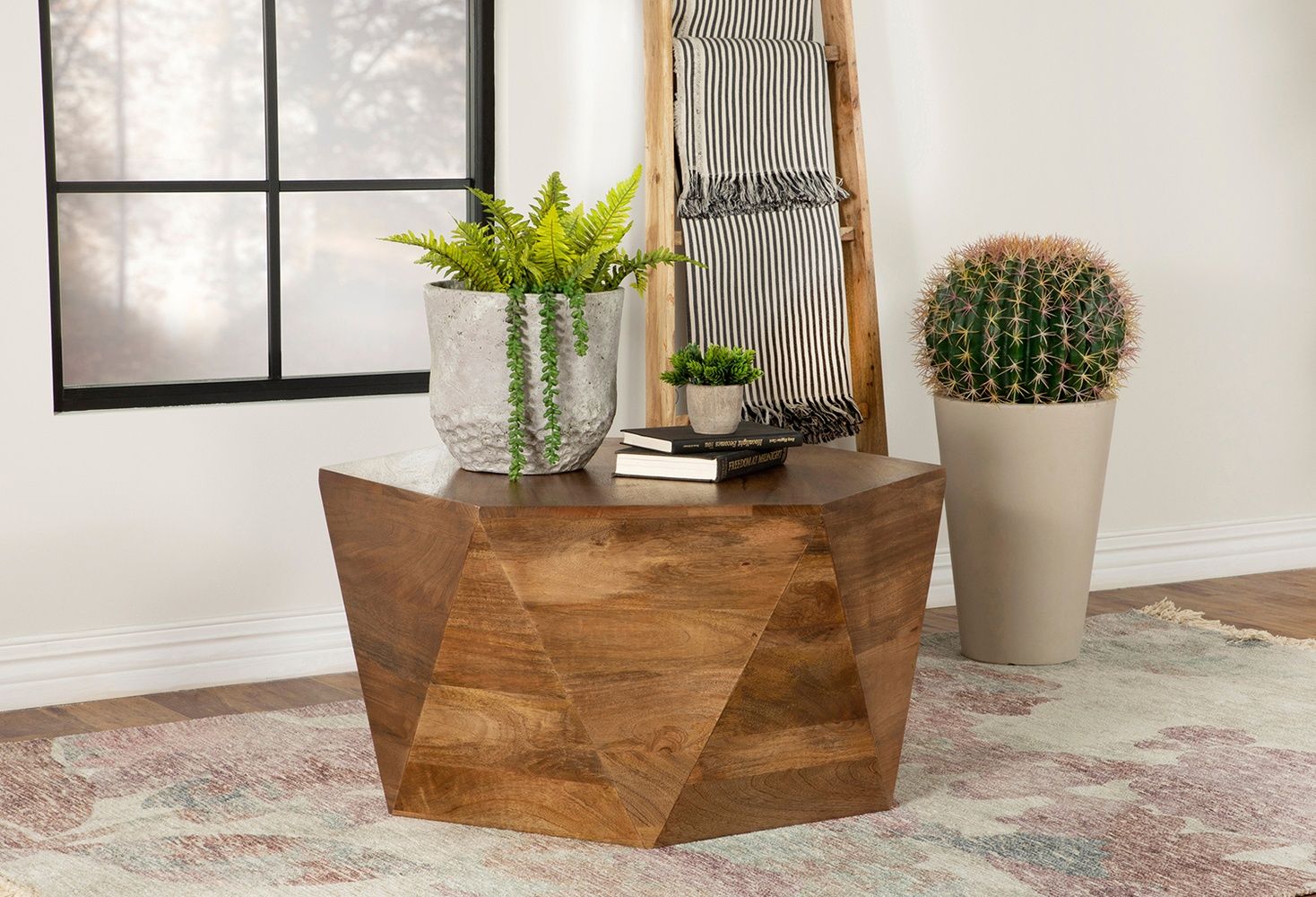 Hexagonal Wooden Coffee Table - Coaster Furniture - Local Furniture Outlet