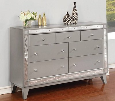 Coaster Furniture Leighton 7 Drawer Dresser In Metallic Mercury - Local Furniture Outlet