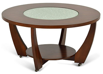 Rafael Cocktail Table With Casters In Merlot Cherry - Local Furniture Outlet