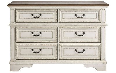 Ashley Realyn 6 Drawer Dresser In Chipped White - Local Furniture Outlet