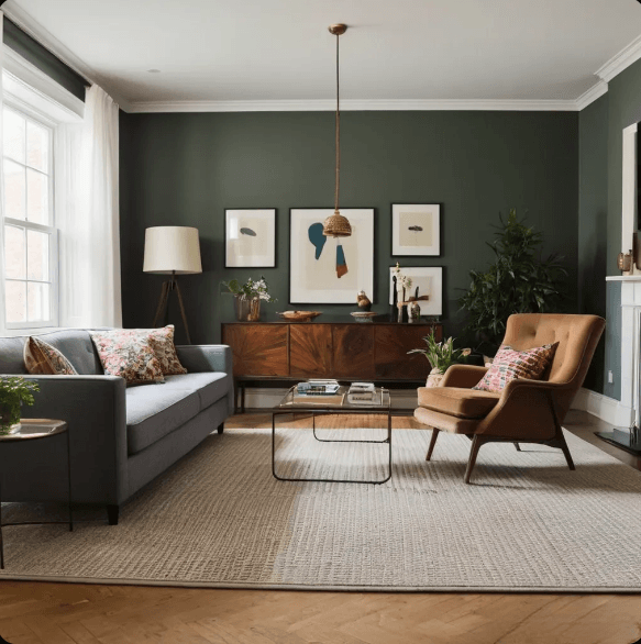 living room with sofa, chair, and coffee table