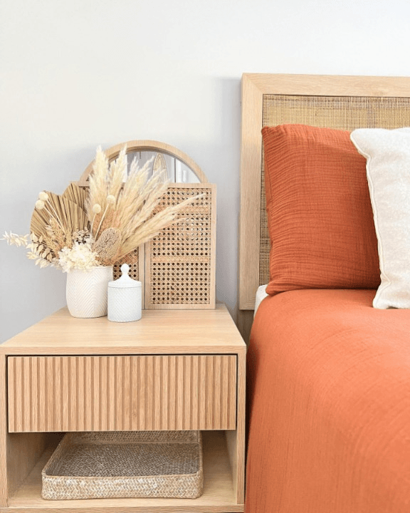 clean wooden nightstand