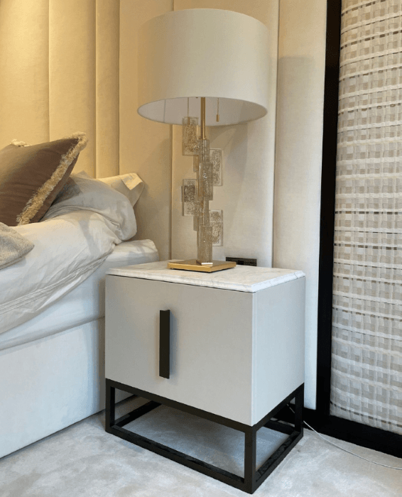 modern nightstand with lamp